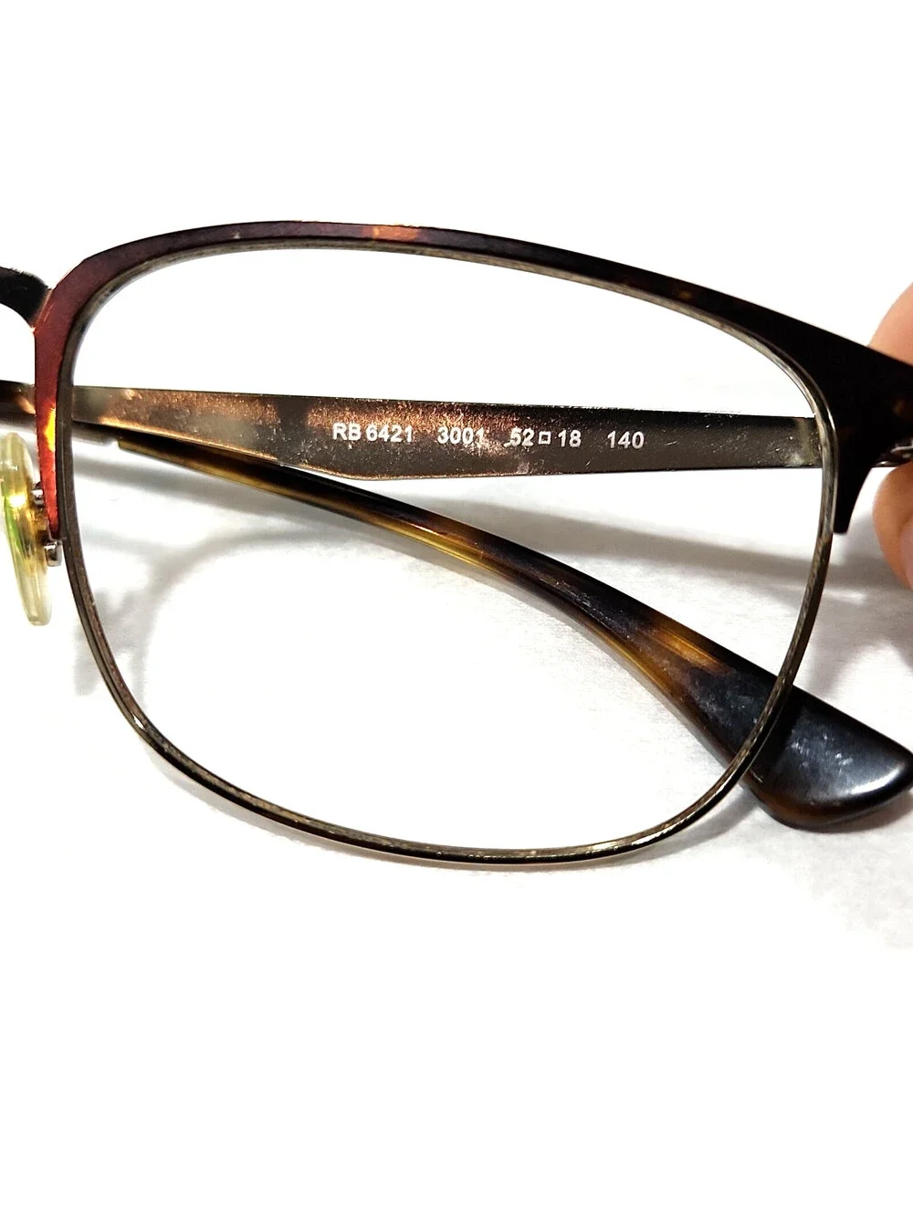 Ray Ban RB6421 3001 Broken Unglued Rim Tortoise Square Eyeglasses 54-18 145
